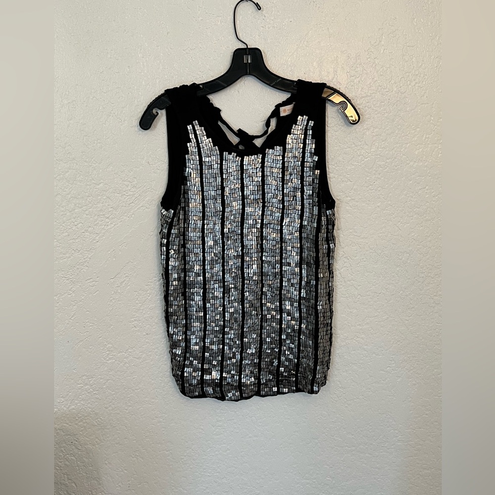 NWT Tory Burch Black and Silver Sequin Women's Top